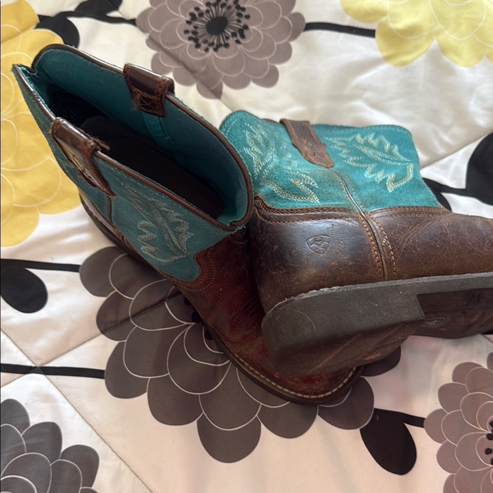 Ariat Girls Brown and Teal Western Boots